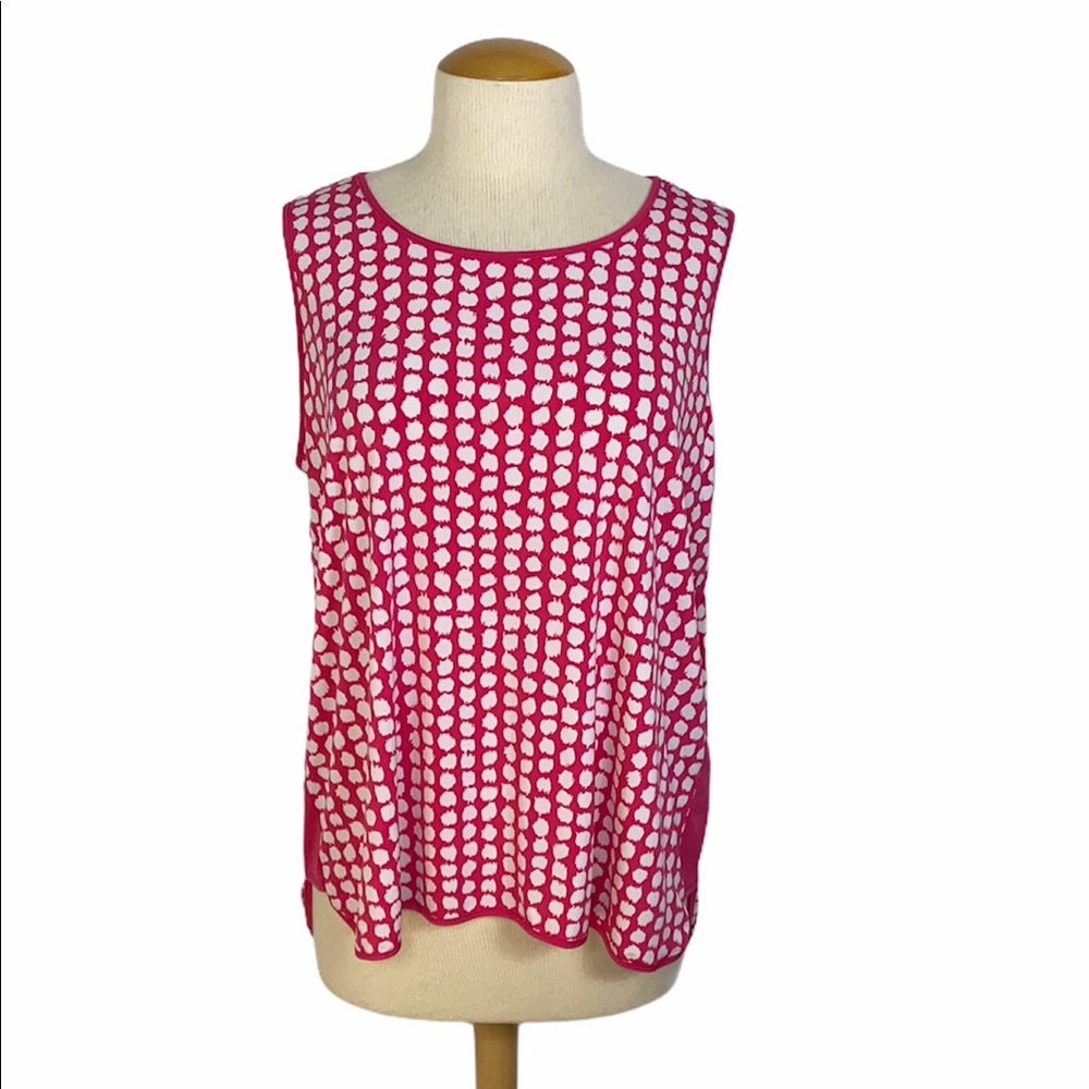Susan Graver 3X liquid knit pink white sleeveless
